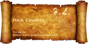 Hack Levente névjegykártya